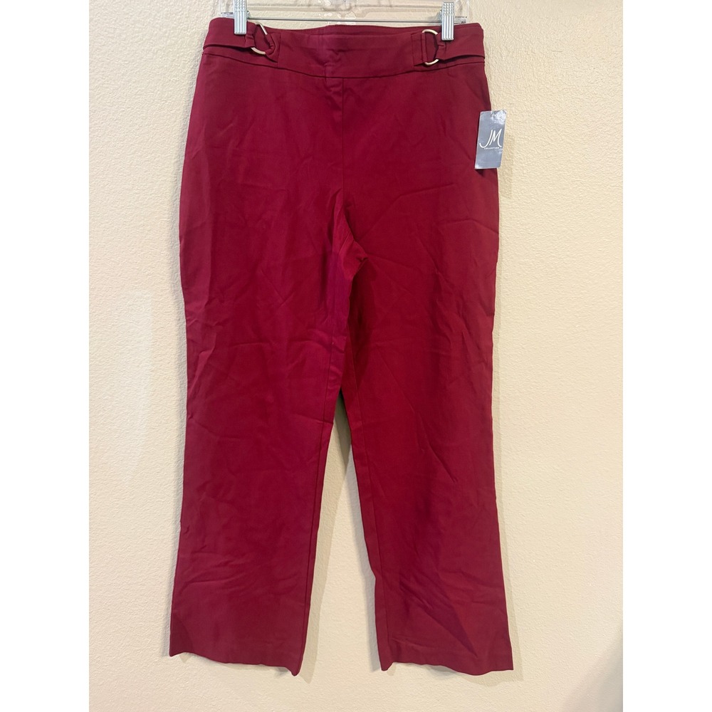 JM Collection Womens  Red Pull On Straight Leg Pants Medium 100032516MS